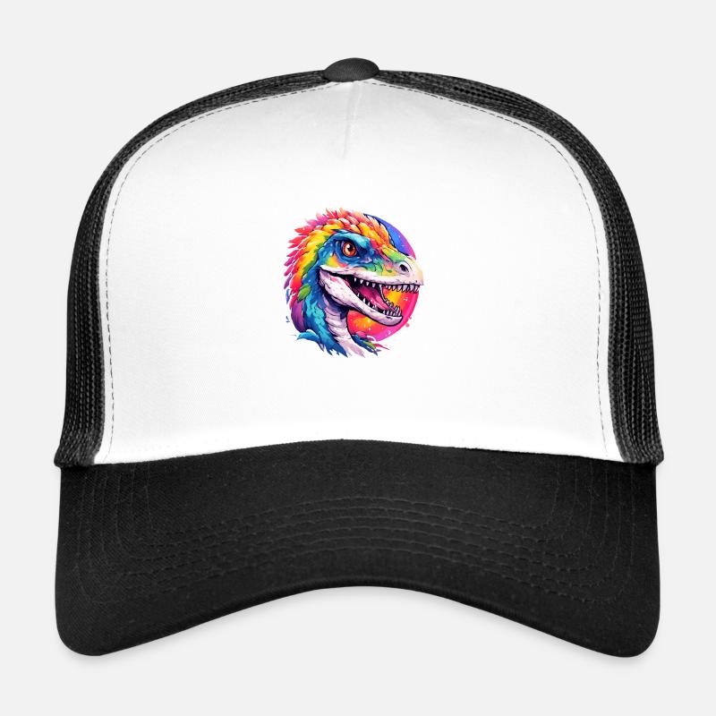 regenbogen dino - Trucker Cap - Weiß/Schwarz