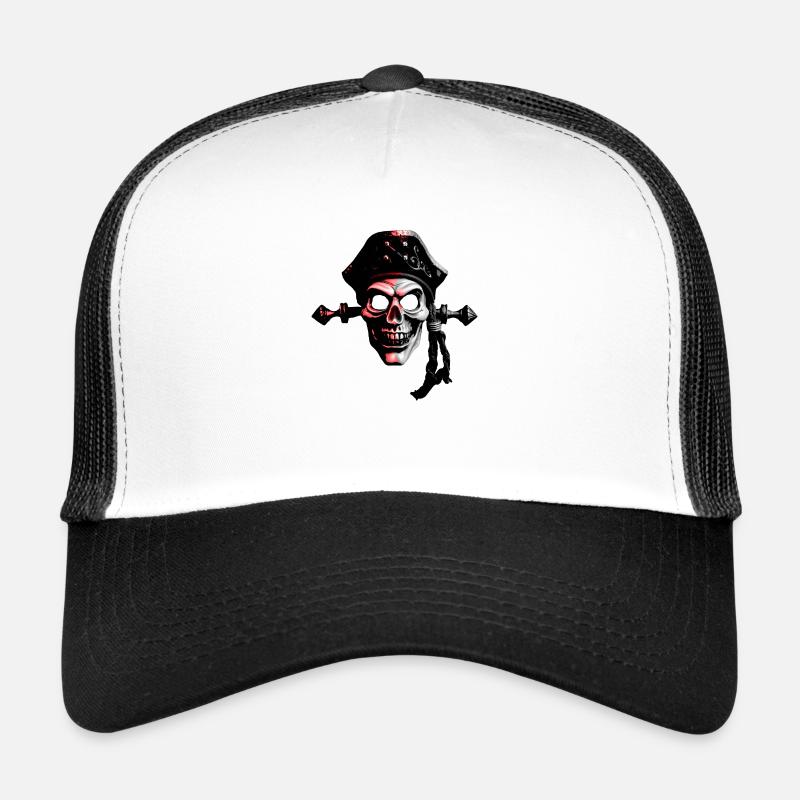 Pirat Comicart Red - Trucker Cap - Weiß/Schwarz