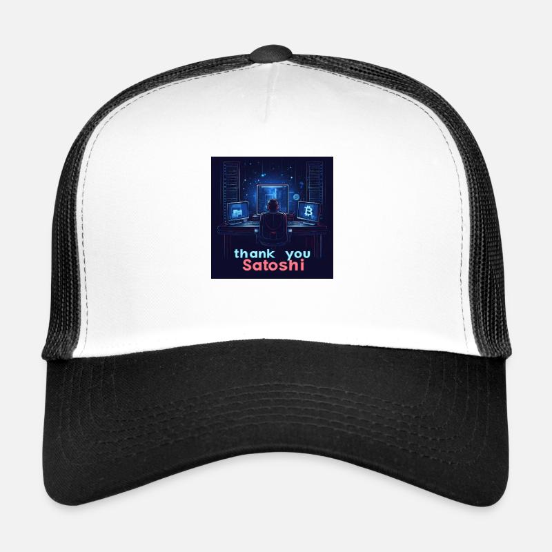 Bitcoin Satoshi - Casquette trucker  - blanc/noir