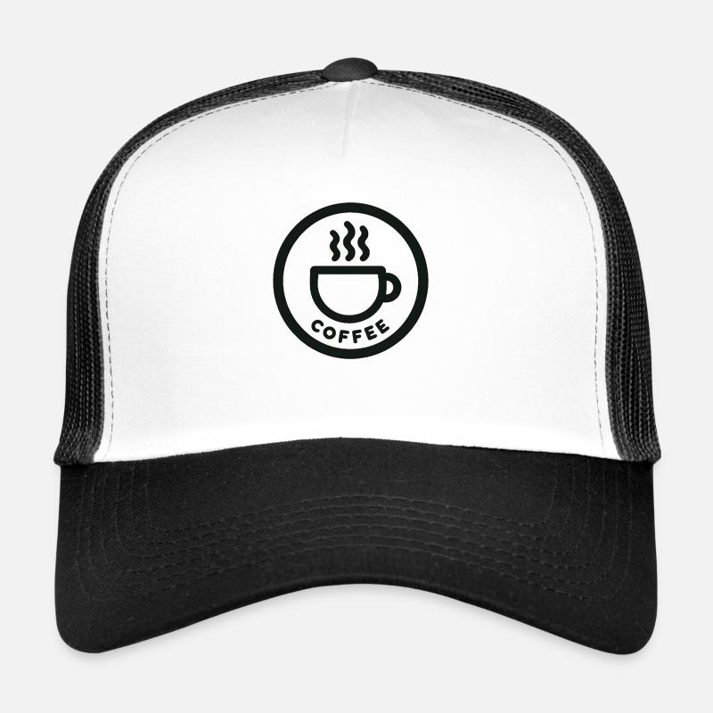 dampfende Kaffee Tasse minimalistisch - Trucker Cap - Weiß/Schwarz