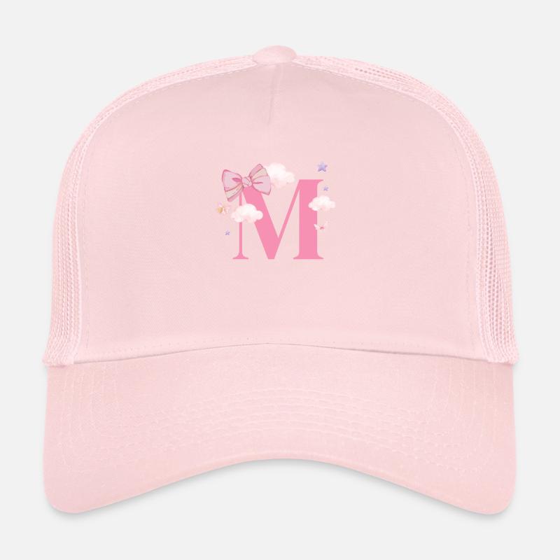 Lettre m rose nuages Casquette trucker 