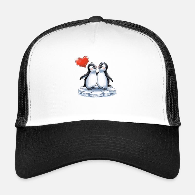 Comic-Stil Pinguin In Verliebt Paar Verliebt Trucker Cap