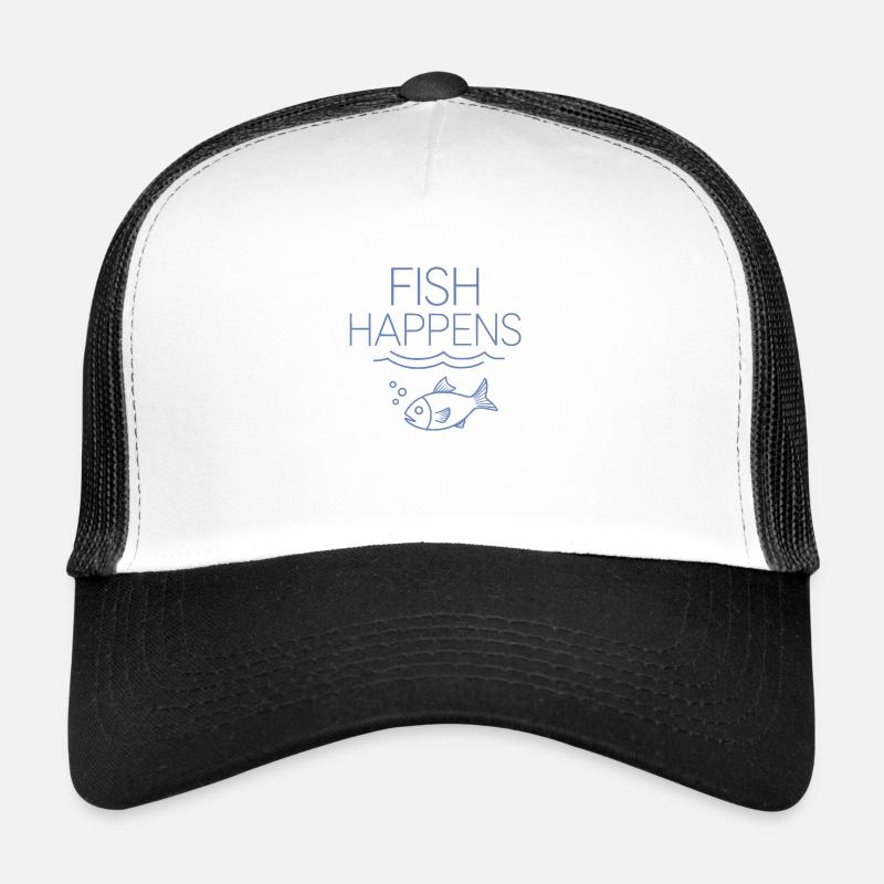 fish happens - Trucker Cap - Weiß/Schwarz