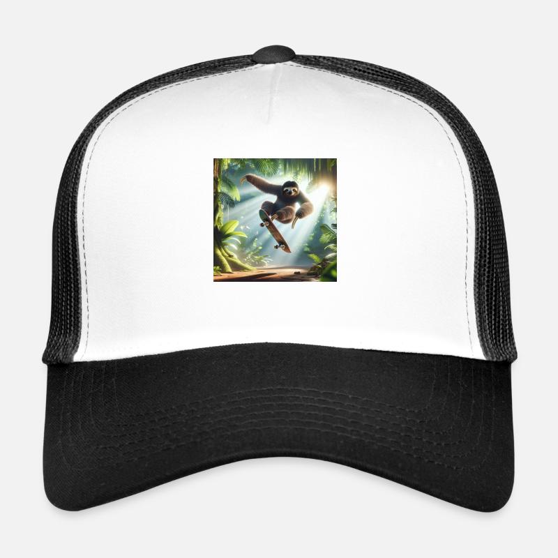 Faultier Wanderer Skateboarder - Trucker Cap - Weiß/Schwarz