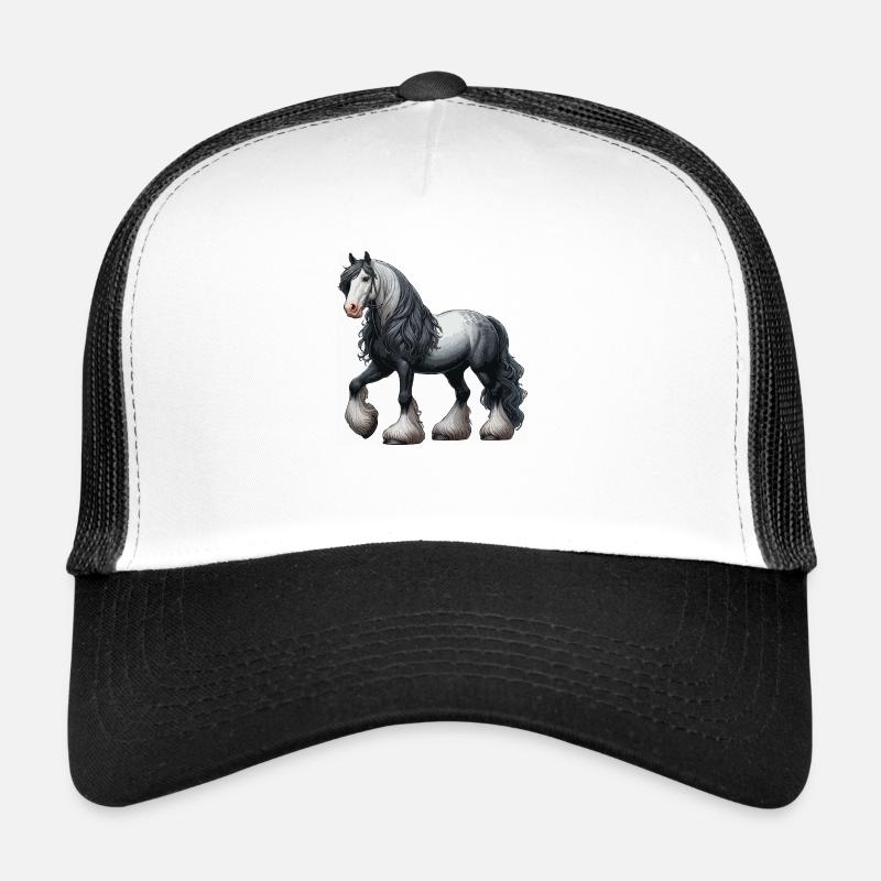 Pecheron horse grey white - Trucker Cap - white/black