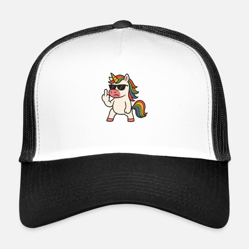 Mittelfinger Einhorn - Trucker Cap - Weiß/Schwarz