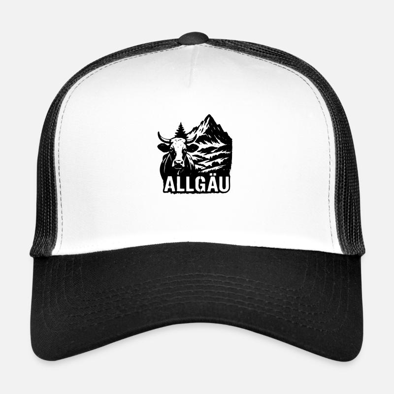 Allgauer Berge mit Kuh - Trucker Cap - Weiß/Schwarz