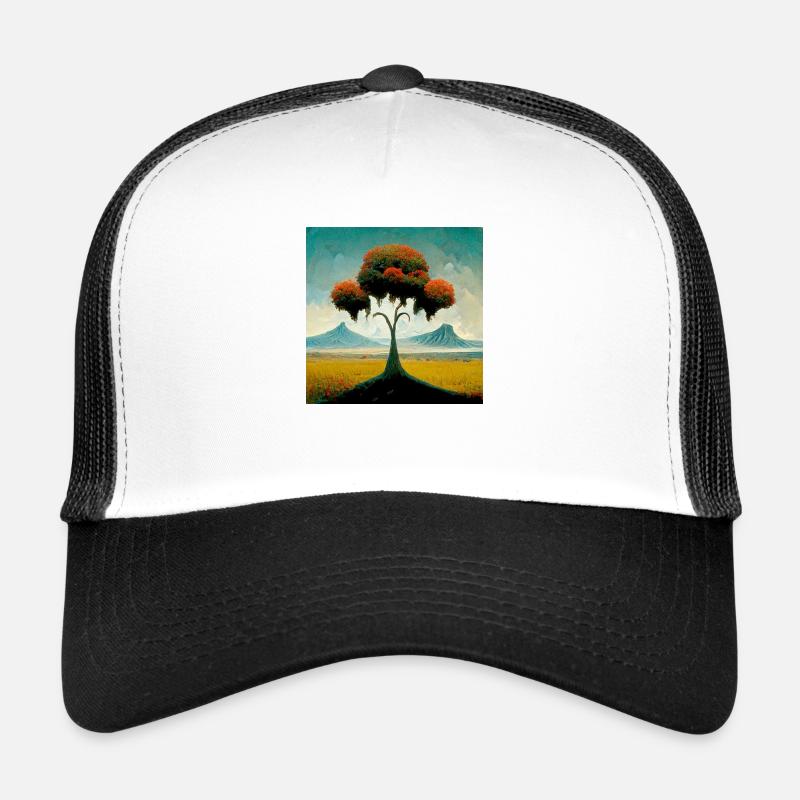 Surrreal Landscape Tree Solitude Mountains Trucker Cap