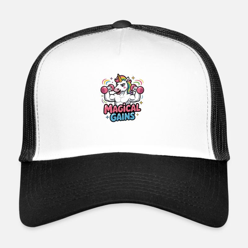 Unicorn Magical Gains - Trucker Cap - Weiß/Schwarz