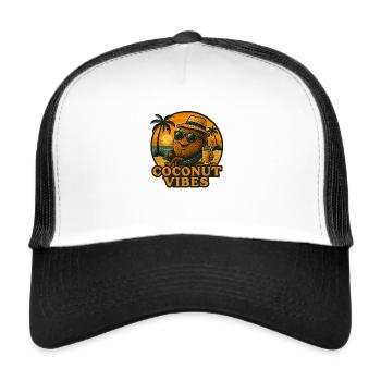 Coconut Vibes – Funny Coconut in Tropical Style - Trucker Cap - white/black - Front