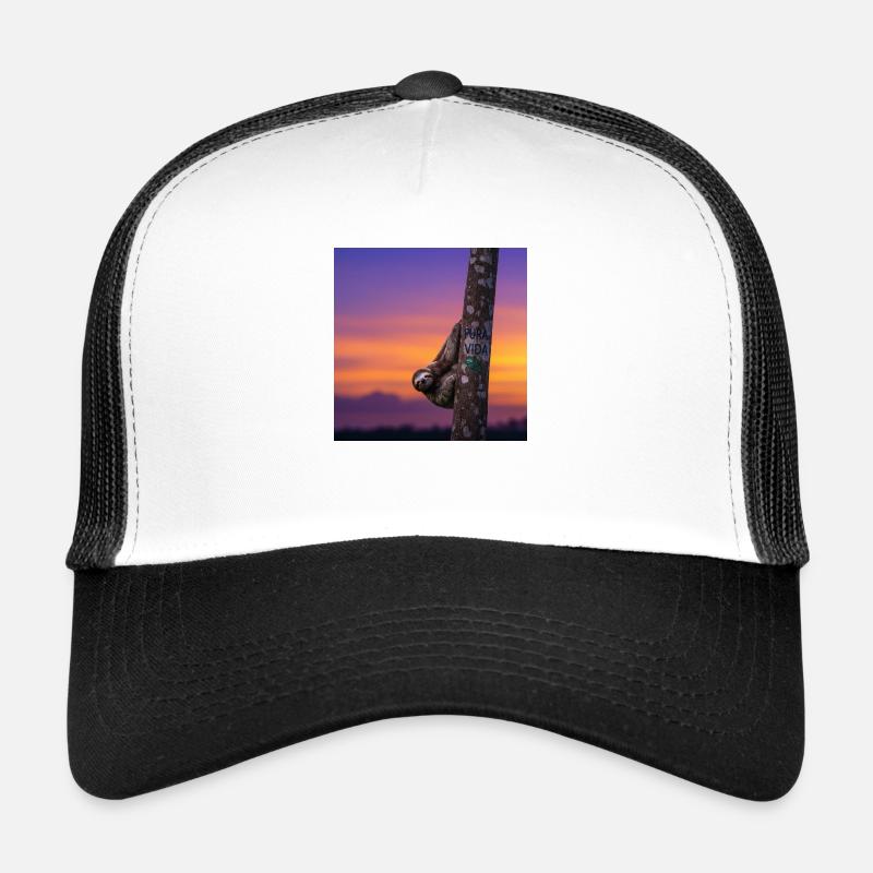 Sloth Wanderer Pura Vida - Trucker Cap - white/black