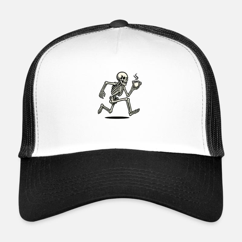 Club de course Skeleton Coffee - Casquette trucker  - blanc/noir