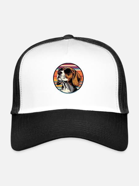 Beagle Chien Cool - Casquette trucker  - blanc/noir - Devant