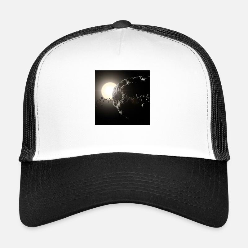 Lune et ciel étoilé - Casquette trucker  - blanc/noir