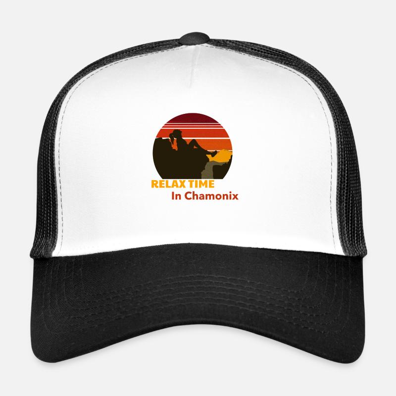 Coucher de soleil Chamonix - Casquette trucker  - blanc/noir