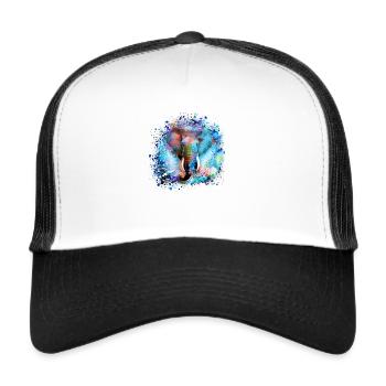 elephant,colorful,painting,colorful,watercolor,graffiti - Trucker Cap - white/black - Front