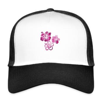 Fleur,Lotus,Peinture,Fleurs,rose,rose,fleur - Casquette trucker  - blanc/noir - Devant
