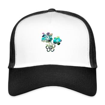 Flower,Lotus, pink,painting,blue,flowers,graffiti - Trucker Cap - white/black - Front