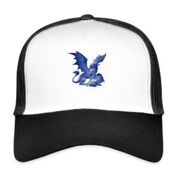 drache ,bleu,peinture,graffiti,aquarelle - Casquette trucker  - blanc/noir - Devant