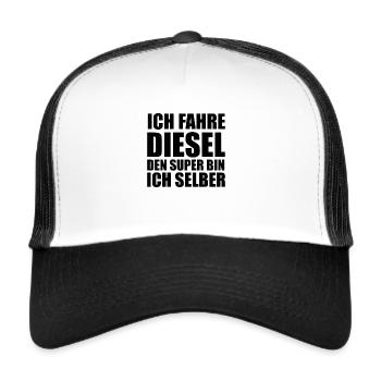 Ich fahre Diesel denn Super bin ich selber - Trucker Cap - Weiß/Schwarz - Vorne