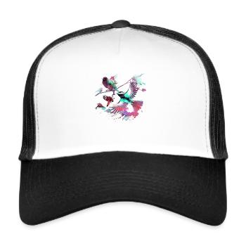 Bunte Vögel,fink,meise, vogelschwarm, Graffiti - Trucker Cap - Weiß/Schwarz - Vorne