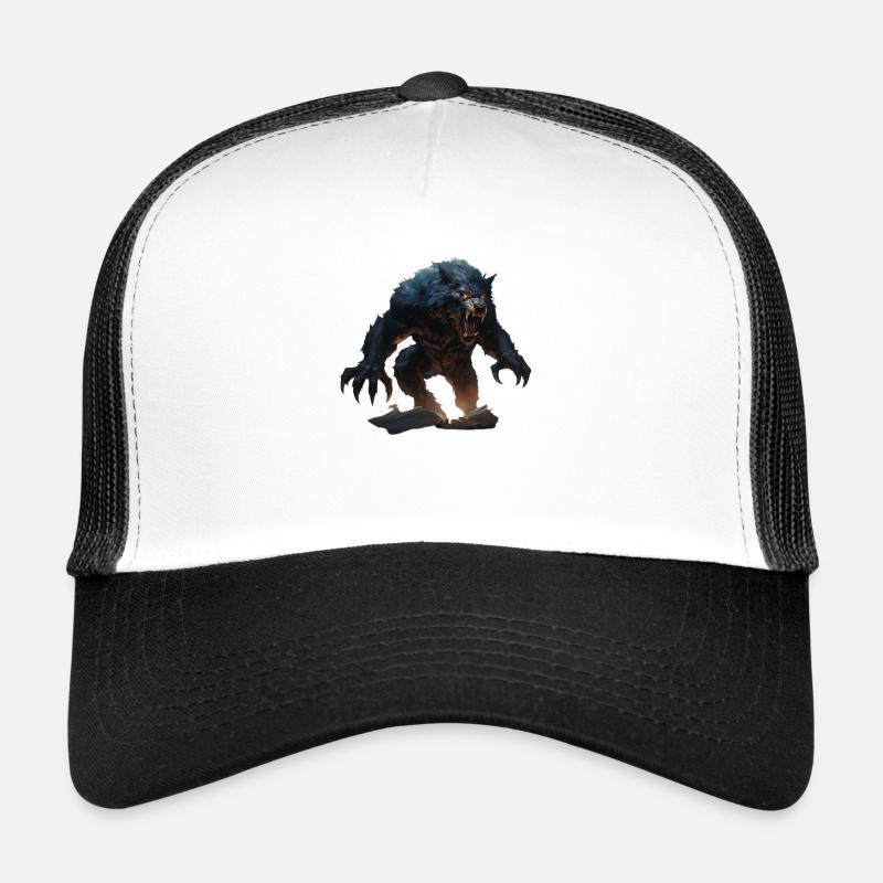 a classic Werewolf Monster in a comic style - Trucker Cap - Weiß/Schwarz