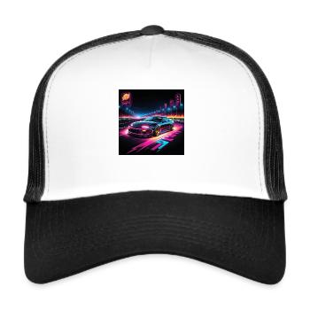 JDM Sportcar Tuning Neon Licht Drift - Trucker Cap - Weiß/Schwarz - Vorne