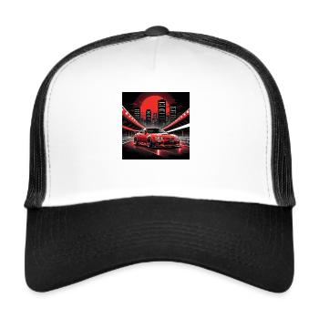 JDM Sportcar Tuning City Drift Highway Gift - Trucker Cap - white/black - Front