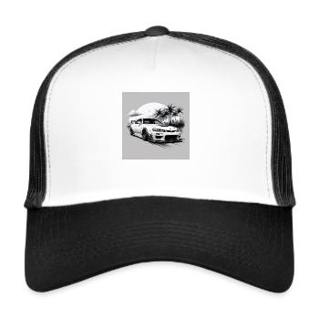 JDM Sportcar Tuning Stadt Drift Highway Geschenk - Trucker Cap - Weiß/Schwarz - Vorne