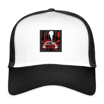 JDM Sportcar Tuning Stadt Drift Geschenk Auto - Trucker Cap - Weiß/Schwarz - Vorne