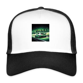 JDM Sportcar Tuning Stadt Drift Geschenk Auto - Trucker Cap - Weiß/Schwarz - Vorne