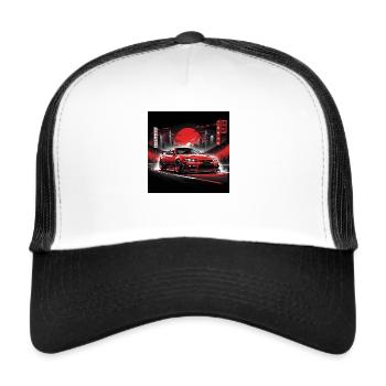 JDM Sportcar Tuning Stadt Drift Nacht Geschenk - Trucker Cap - Weiß/Schwarz - Vorne