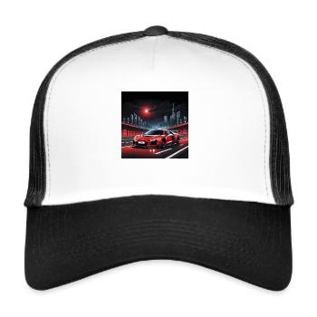 JDM Sportcar Tuning Stadt Drift Auto Geschenk - Trucker Cap - Weiß/Schwarz - Vorne