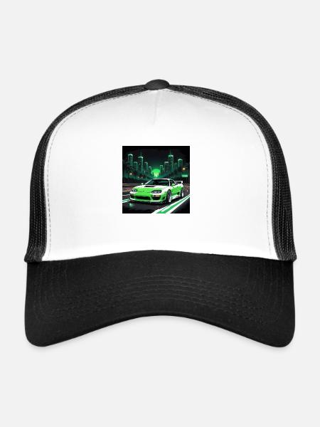 JDM Sportcar tuning Driftcar Voiture Cadeau PS - Casquette trucker  - blanc/noir - Devant