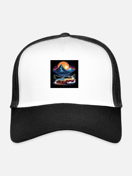 JDM Sportcar tuning Driftcar Voiture Cadeau PS - Casquette trucker  - blanc/noir - Devant