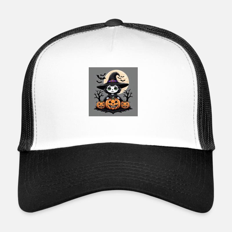 Witch Ghost Halloween Pumpkin Bat Trucker Cap
