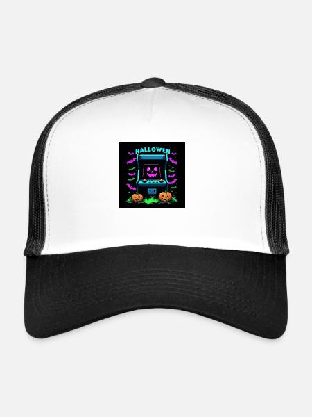 Games Ghost Ghost Halloween Pumpkin Bat - Trucker Cap - white/black - Front