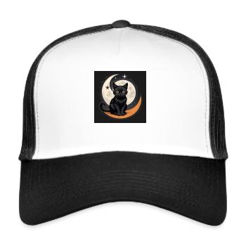 Cat Moon Halloween Cadeau Cat Love - Casquette trucker  - blanc/noir - Devant