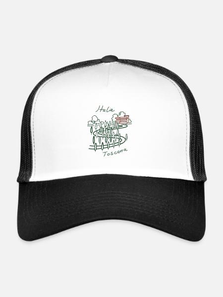 Italia T-Shirt Hommes: Toscana - Casquette trucker  - blanc/noir - Devant