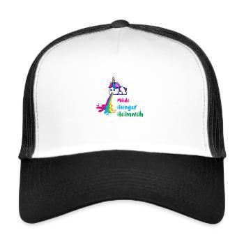 kotzendes Einhorn, unicorn,müde, hunger, einhorn - Trucker Cap - Weiß/Schwarz - Vorne
