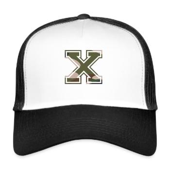 X, Monogram, Camouflage Green-Brown - Trucker Cap - white/black - Front