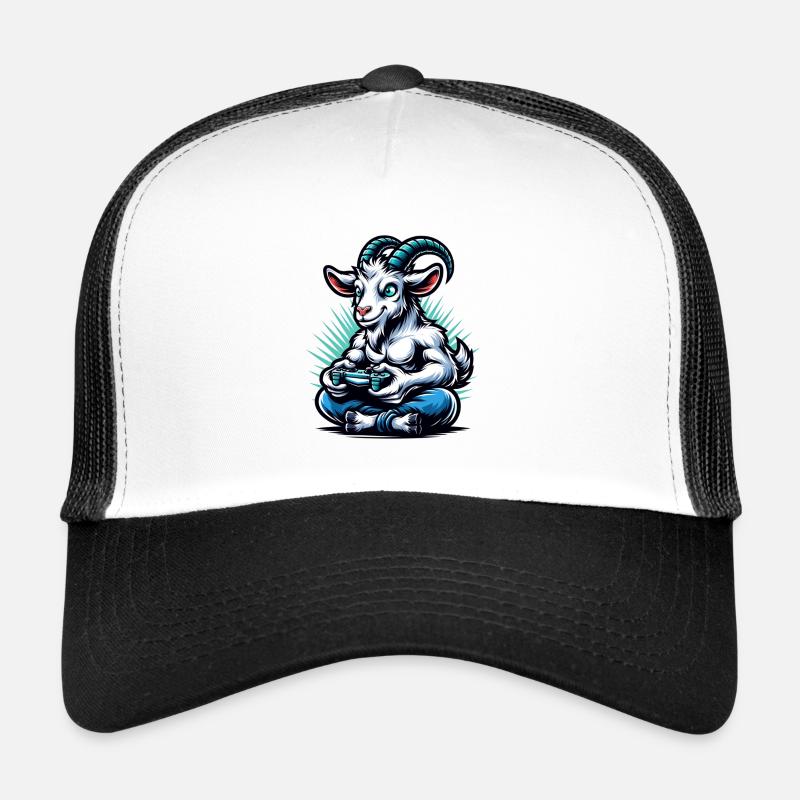 Chèvre de jeu avec Gamepad Gamer Casquette trucker 