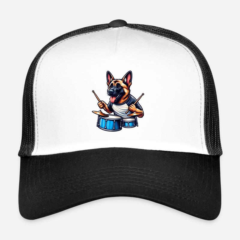 Cool Malinois Drummer Design Trucker Cap