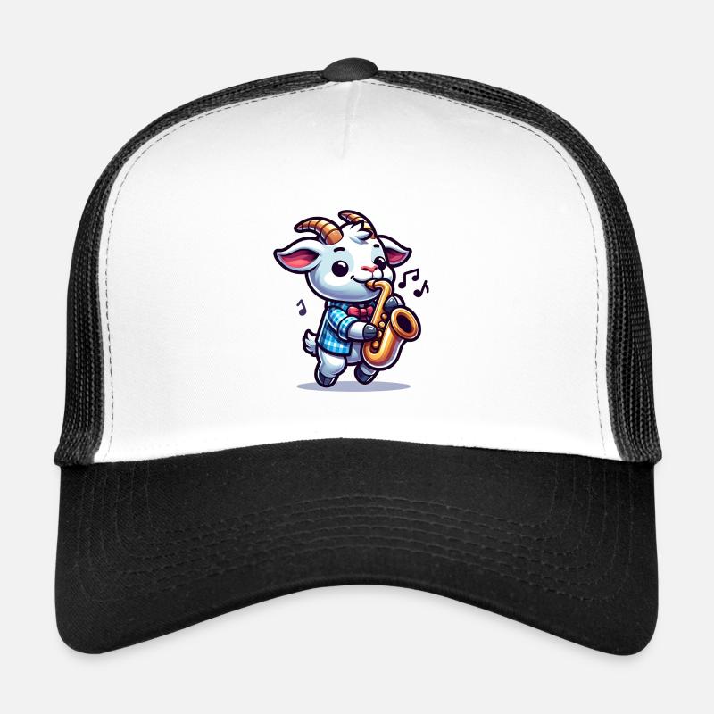Chèvre jouant du saxophone Motif de chèvre drôle Casquette trucker 