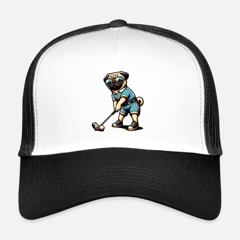 Drôle Carlin Golfeur Cool Chien Golf Fun Casquette trucker 