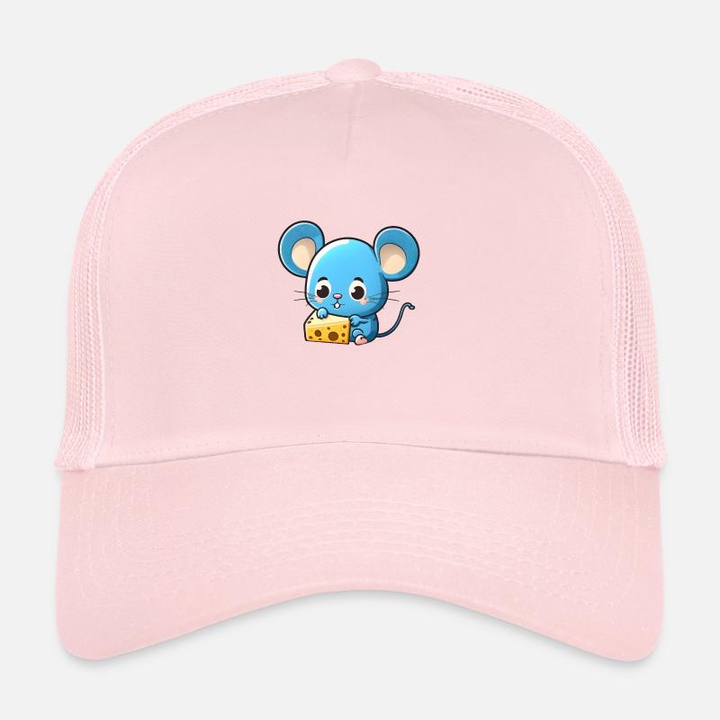 La petite souris comique bleue joue avec le fromage Casquette trucker 