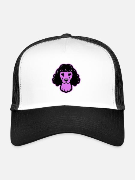 Caniche tête de chien - Casquette trucker  - blanc/noir - Devant
