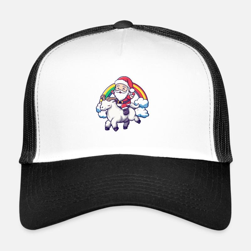Chèvre de montagne Père Noël Arc-en-ciel Casquette trucker 