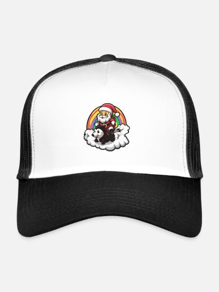 Skunk Père Noël Arc-en-ciel - Casquette trucker  - blanc/noir - Devant