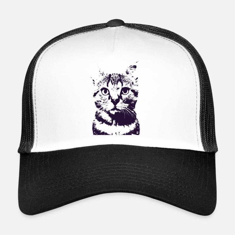 Space Cat Navy Stencil Trucker Cap